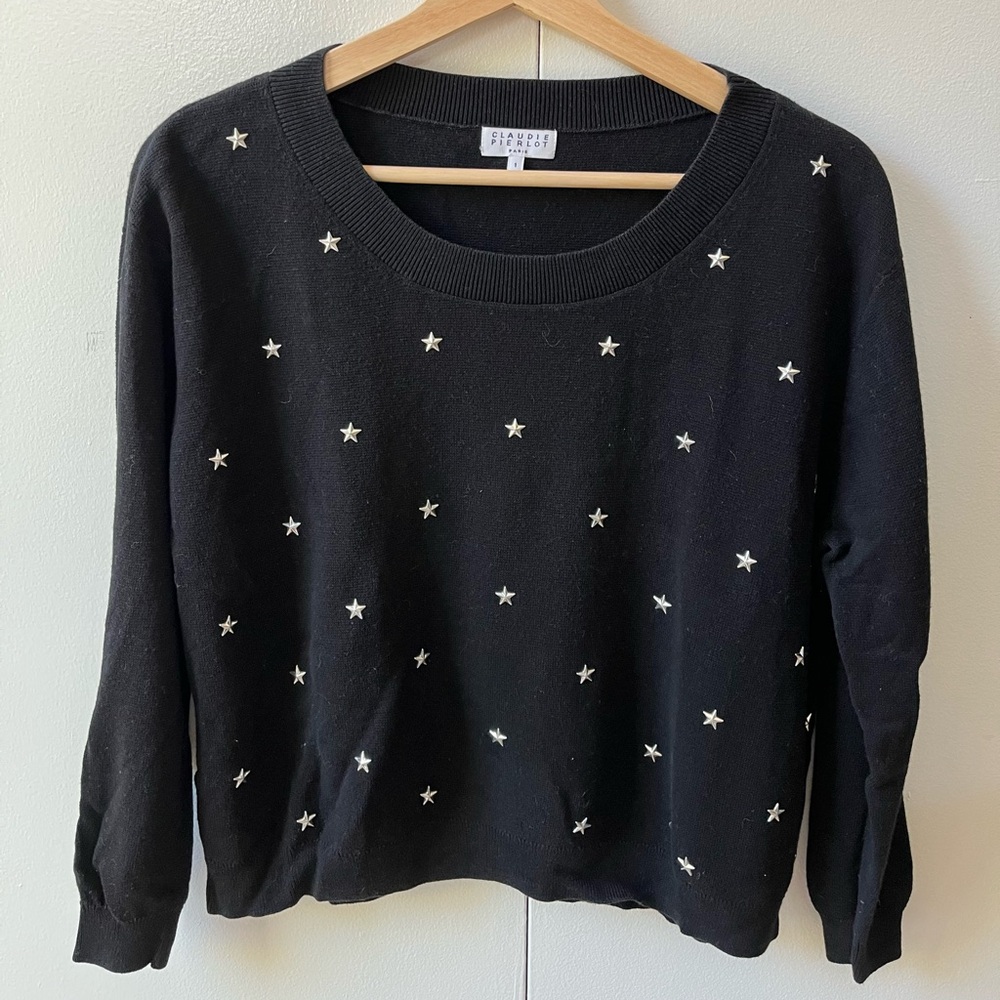 Claudie Pierlot Black Sweater with metal stars